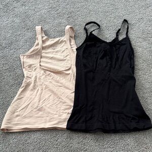 Set of Two Tummy Control Tank Tops - Black and Beige